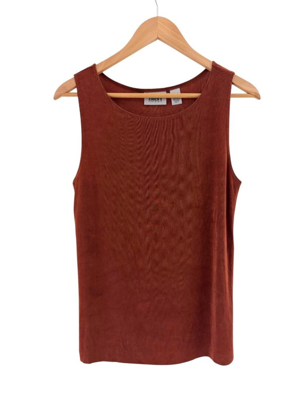 Chico's Travelers Sienna Brown Tank Top Shirt Size 1 = 8/Medium Stretch Shell
